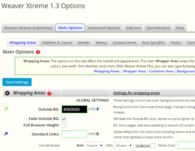 Weaver Xtreme Theme Options