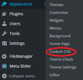 Siteorigin Custom CSS WordPress Dashboard